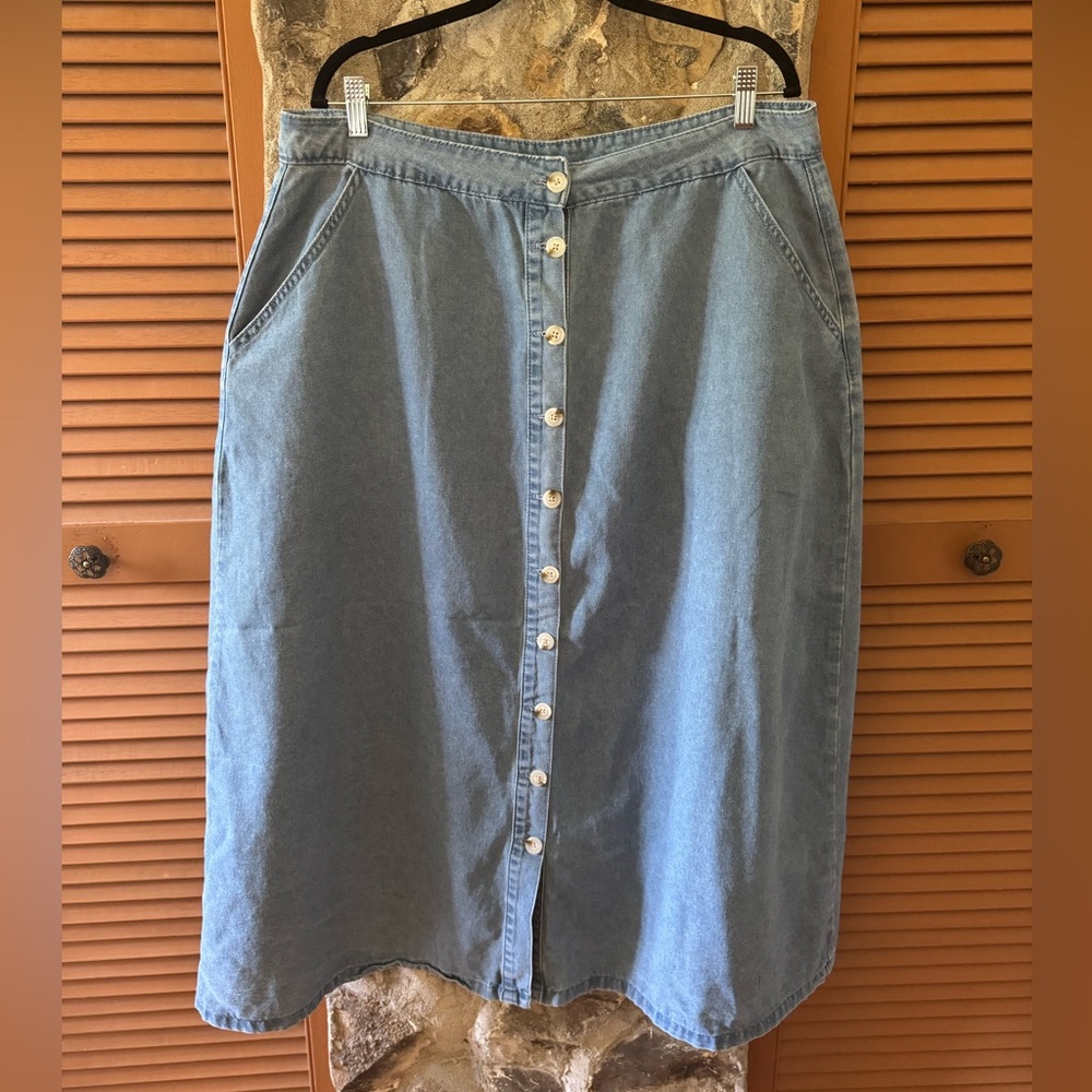 Denim Button-Front Skirt